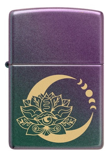 Encendedor Zippo Flor De Loto Y Fase Lunar + Regalo