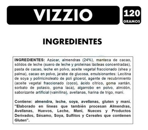 Chocolate Vizzio Con Almendra Estuche 70gr