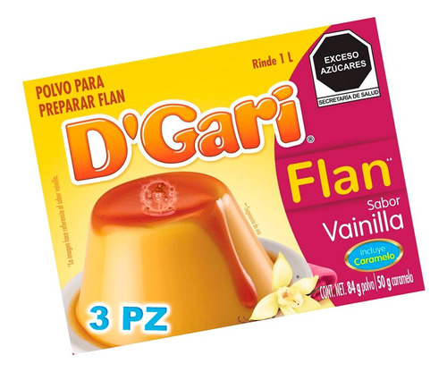 3 Flanes Polvo Dgari Sabor Vainilla Y Caramelo Sabroso ; )