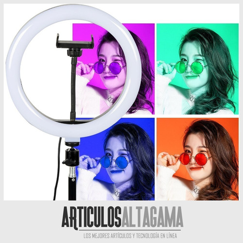 Imagen 4 de 9 de Aro De Luz Rgb Led Flash 33 Cm Fotografía Selfie + Trípode