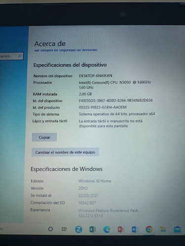 Acer Aspire One Cloudbook 14 Pulgadas Basica-delgada-ligera Gris (Usado)