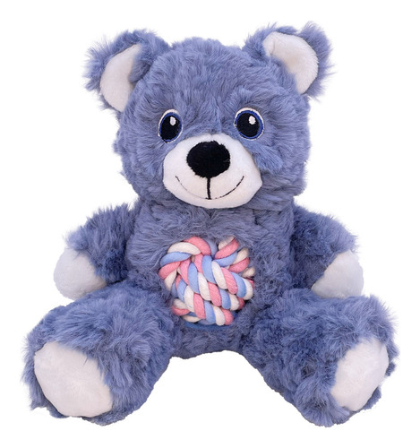 Peluche Kong Knots Teddy para perros, color azul, diseño de oso
