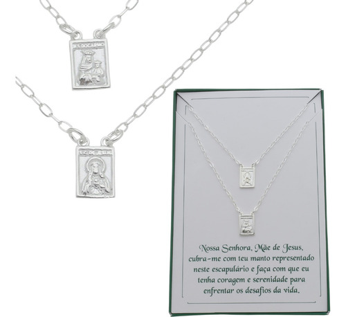 Presente Escapulário Tradicional Prata 925 Sagrado C. Jesus Cor Prateado