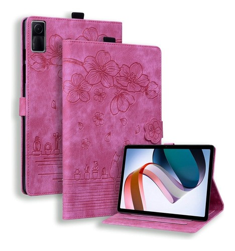 Funda De Piel Rose Red Cat Para Xiaomi Redmi Pad 10.61 2022