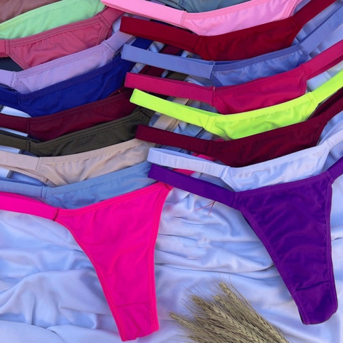 Kit 5 Tangas Calcinhas Sexy Fio Duplo Com Tirinhas Coloridas
