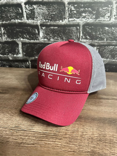 Boné Redbull Racing Boné Red Bull Fórmula 1 F1 Exclusivo Top Bordô E Cinza Un