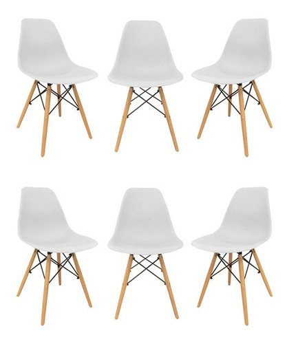 Sillas Eames X6 Comedor Plastico Patas Madera - Cuotas Color de la estructura de la silla SE - Blanco