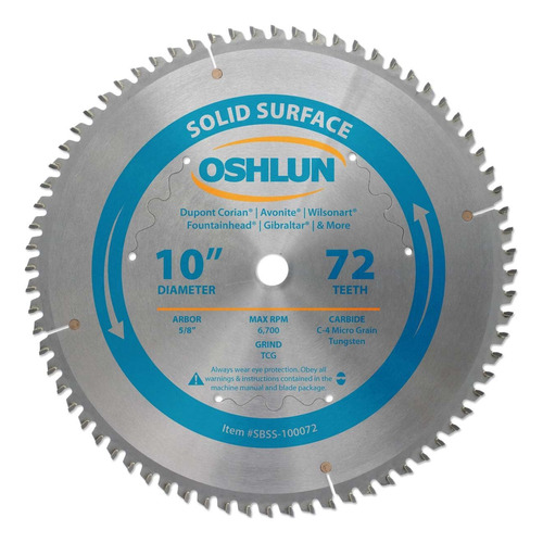 Oshlun Sbss-100072 10-pulgadas Hoja De Sierra 72 Dientes Tcg