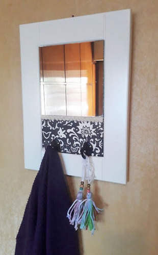Imagen 3 de 3 de Percheros De Pared Cuadro Espejo Madera Deco Vintage