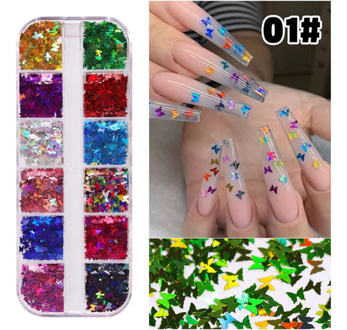 12 Colores/caja De Lentejuelas Con Purpurina Para Uñas 01