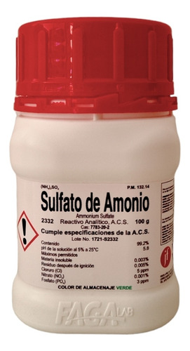 Sulfato De Amonio R. A. De 100 G Fagalab