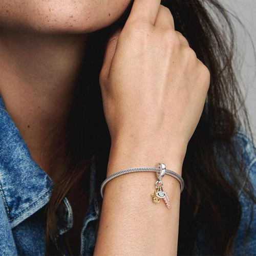 Charm Pandora Hamsa, El Ojo Y Pluma De Espiritualidad