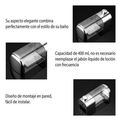 Kit Set X3 Dispenser De Pared Hogar Actual Para Jabon Liquido Shampoo Crema