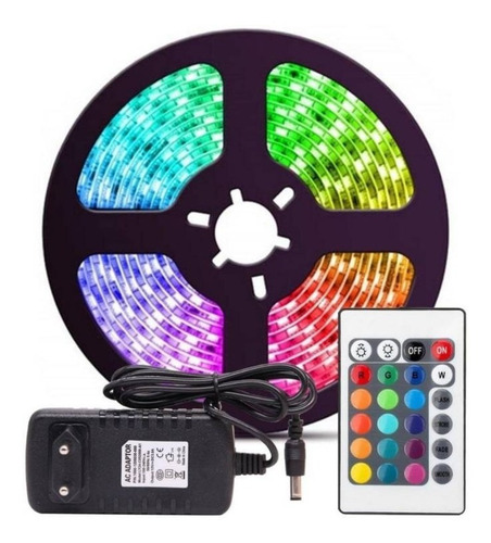 Imagen 1 de 2 de Cinta Led Rgb 5050 Rollo Multicolor De 5 Metros 110v