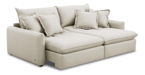 Sofá Cama Retrátil 4 Lugares Sala 270cm Asher Veludo Bege