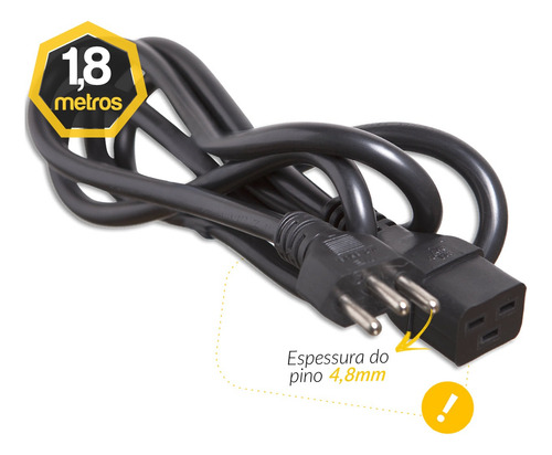 Kit 70 Cabo De Força Nbr Para Iec C19 20a 1,80 Metros