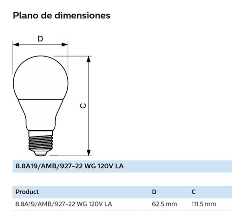Foco Led Atenuable Ahorrador 8w Luz Cálida Warm Glow Philips