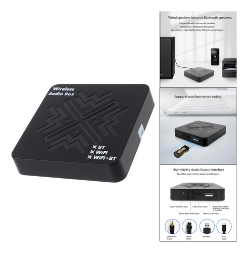 Receptor De Áudio Digital Wifi Bt5.0 Adaptador De Alta