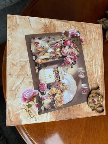 Caja En Madera Pinceladas, Para Te, Joyas, Costurero,moños