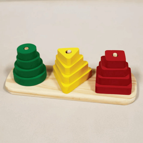 Imagen 5 de 5 de Juego Encastre Madera Lineal Tricolor Didactico Montessori