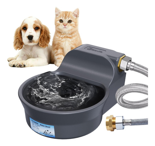 Dispensador Automático De Agua Para Perros 67 Oz Ght 3/4 Pul Gris