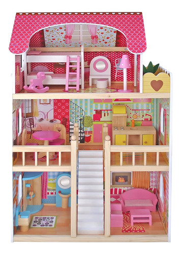 Kids House Casa De Muñecas De Madera Con Muebles -emily-