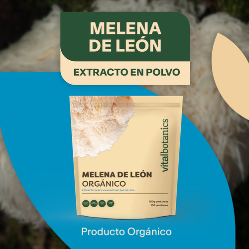 Extracto Hongo Melena De León Orgánico Polvo 100g Adaptogeno