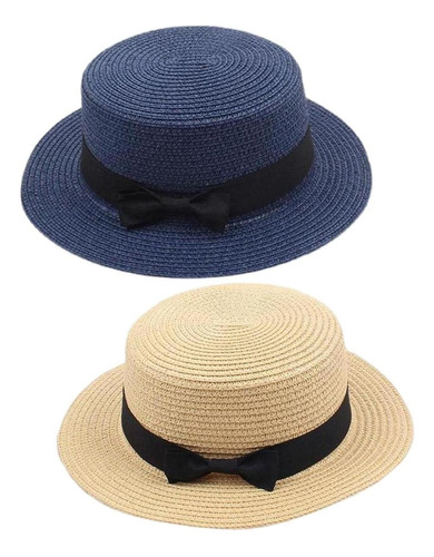 2 Piezas Mujeres Moda Iglesia Parte Plana Sombrero Fedora