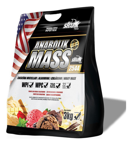 Anabolik Mass Pounch 3kg Ganho De Massa Chocolate Branco