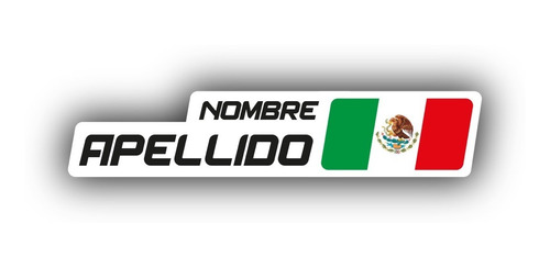 Calcomanía México Con Nombre Y Apellido 2r (fondo Blanco)