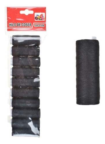 10 Hilos De Coser Negro 100 Mts Costura Manualidades