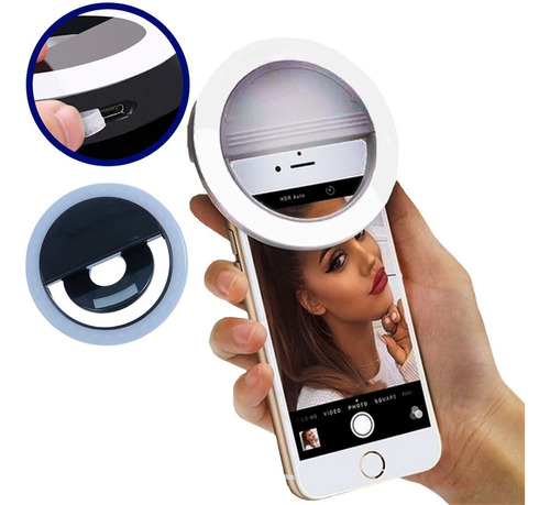 Anel Luminoso Para Celular Flash Selfie Mini Ring Light Cor Azul