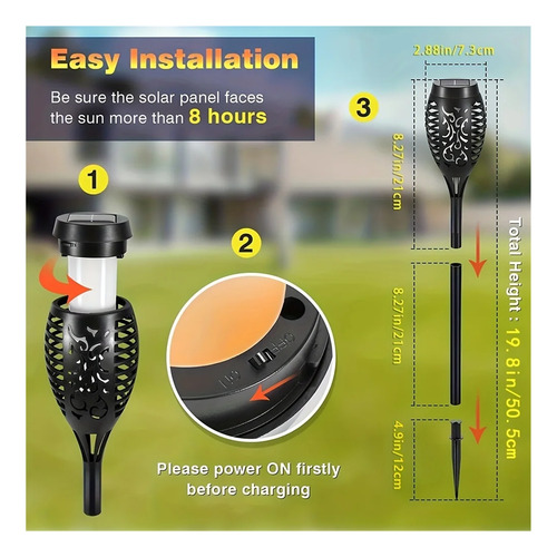 Luz De Llama Solar De 12led For Exteriores, Antorchas