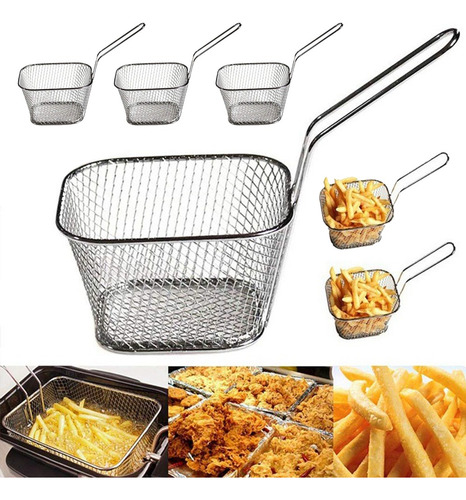 10pcs Mini Cestas De Malla Para Freidora De Acero Inoxidable