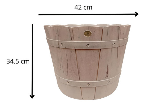 Maceta Redonda Grabada Grande Tipo Madera D42