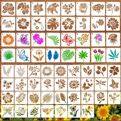 66 Plantilla Flor Para Pintar Reutilizabl 3 X 3  Dibujo