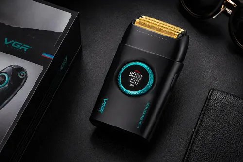 Barbeador Elétrico Usb Shaver Vgr V-377 Titanium 9000 Rpm, C Preto