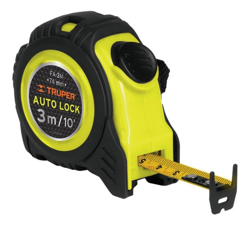 Flexómetro Auto-lock 3m X 16mm Resistentes Truper 10746