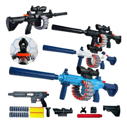 Brinquedo Metralhadora Rifle M16 Nerf Com Silenciador E Mira