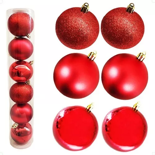 Bola de Natal Glitter Cor Vermelha 4cm Jogo com 12 Peças - 1923521