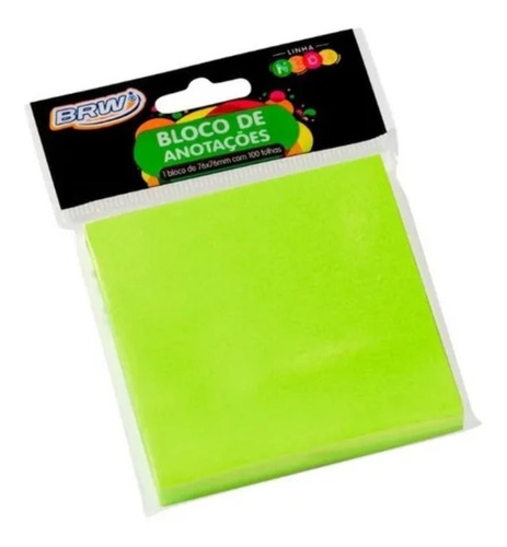 Bloco Smart Notes 76x76mm Verde Neon 100fls 1 Bloco