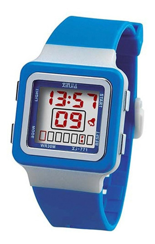 Relógio Infantil Menino Menina Alarme Prova D'água Quadrado Cor da correia Azul