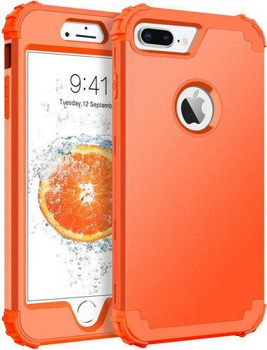 Funda iPhone 8 Plus/7 Plus Bentoben Schockproof Coral Orange