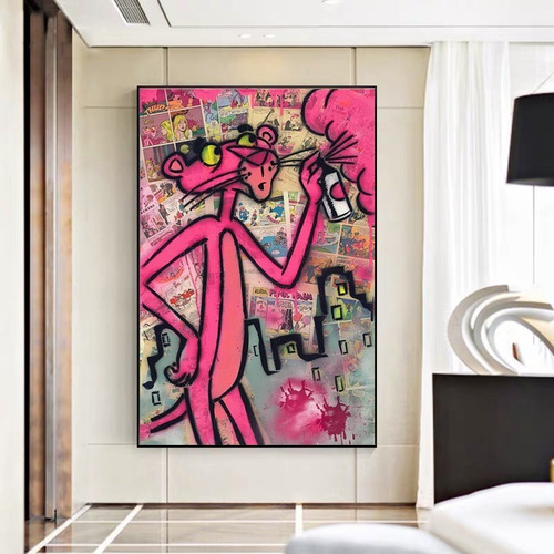 Imagen 3 de 10 de Cuadros-pantera Rosa ,decorativo,120x80cm-16k Resolución