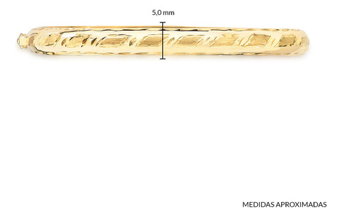 Bracelete Trabalhado Com Aro Abaulado De 5.0mm Em Ouro 18k 1