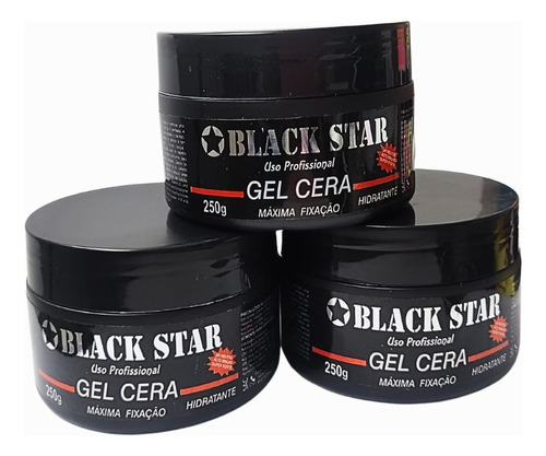 3 Gel Cera Black Star Máxima Fixação Hair Mutation 250g