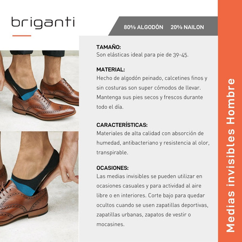 Imagen 6 de 10 de Soquete Combinado Algodón Hombre Briganti Pack X 6 Acc07230
