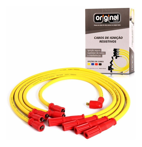 Cabo De Vela 10mm Jeep Motor 4 Cilindros Amarelo E Vermelho