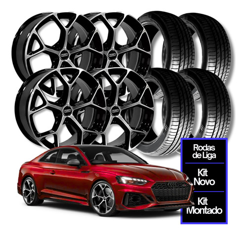 4 Rodas Aro 19 Audi Rs4 A3 A4 Preta + Pneus 235/35r19