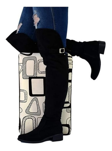 Botas Modernas Caña Alta Para Dama Tacón Plano!